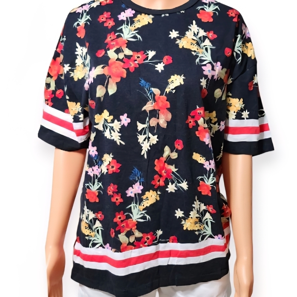 PacSun Black Floral Short Sleeve Top
